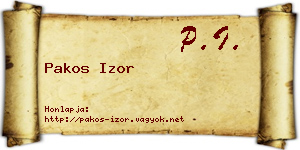 Pakos Izor névjegykártya